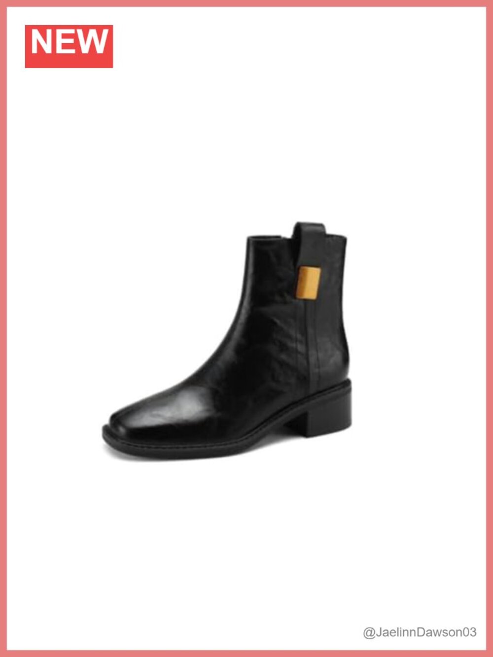 Handmade Genuine Leather Side Zip Square Toe Low Heel Retro Ankle Boots
